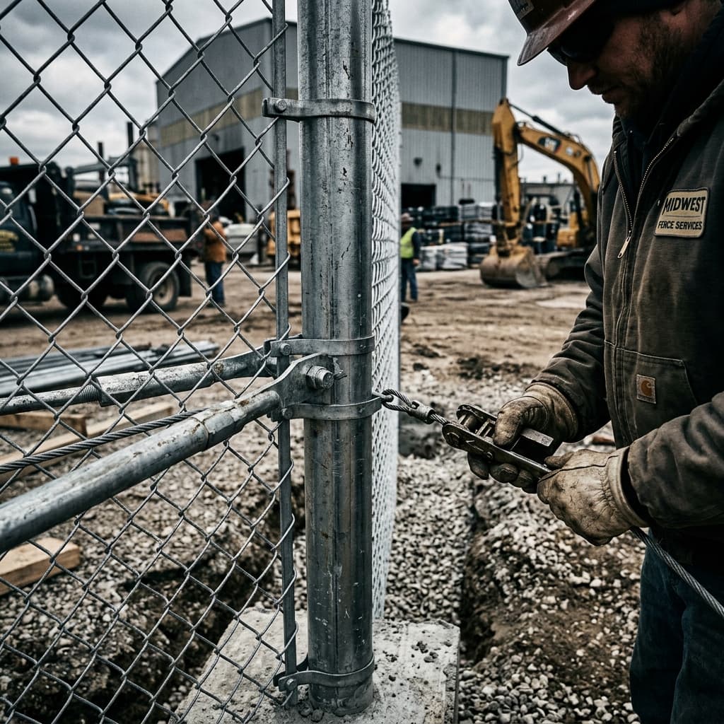 Fence installation work in progress